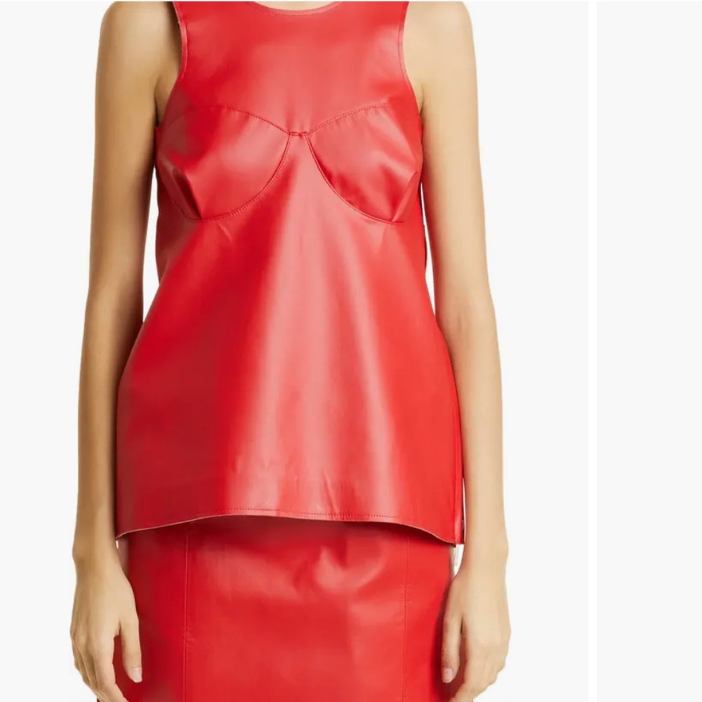 Sacai Red Sleeveless Faux Leather Top NWT Sz L